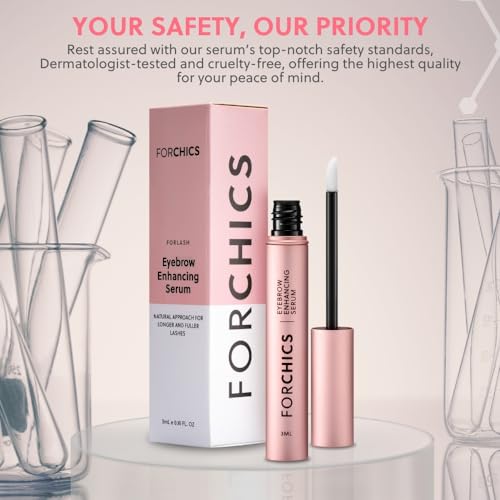 ForBrow Eyebrow Growth Serum For Thicker Brows - Natural & Organic Conditioner For Fuller and Thick Eyebrows | Vegan & Cruelty-Free Formula | New Innovative Peptides - [0.10 fl. oz/ 3ml]