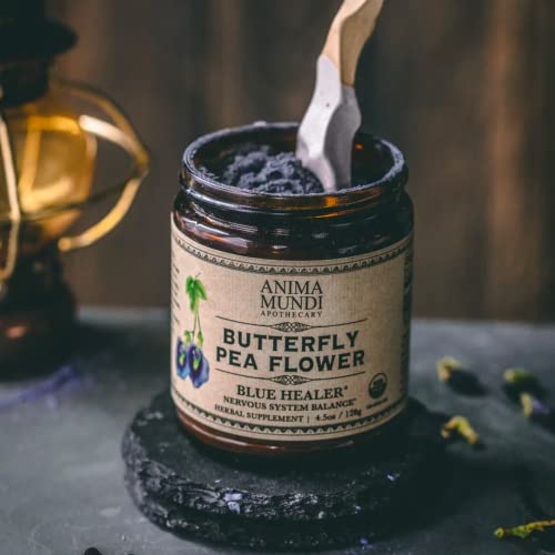 Anima Mundi Apothecary Butterfly Pea Flower Powder - Blue Healer - Use As an Organic Food Coloring or to Make Blue Butterfly Pea Flower Tea - May Support Healthy Skin & Nails (4.5 oz)