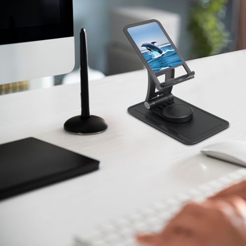 Jumping Up Dolphins Cell Phone Stand 360° Adjustable Foldable Desktop Phone Holder Cradle Compatible with Most Mobile Phones Black