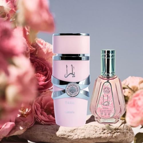 Lattafa Yara EDP Spray 100ML (3.4 OZ) & Mini Yara EDP Spray 50ML (1.7 OZ) (ETHEREAL BUNDLE)