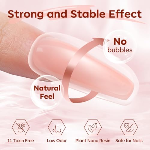 Modelones Poly Nail Gel Kit 30ml 2PCS with Slip Solution Top Base Coat Extension Builder Enhancement Professional Starter Kit DIY Salon Use