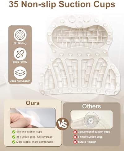 Bath Pillows for Tub, Bath Pillow Luxury Bathtub Pillow for Head and Neck Support, 4D Silicone Bath Tub Pillow with 35 Non Slip Suction Cups, Bath Accessories Spa Gifts for Women Men, White