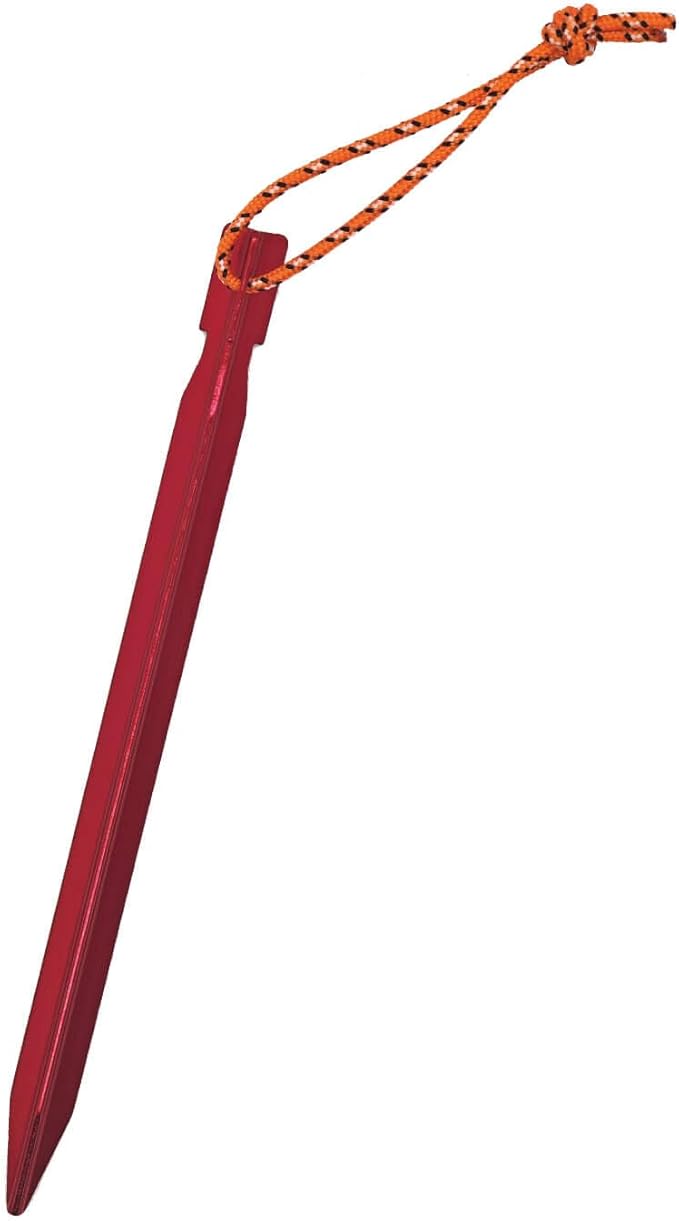 15Pack Tent Stakes, Lightweight Tent Stakes Heavy Duty, Metal Stakes with Pull Rope, 7075 Aluminum Tent Pegs for Backpacking, Durable Camping Tent Accessories, Red
