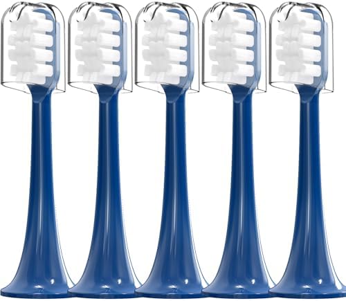 Toothbrush Replacement Heads Compatible with Snow Gen2 Electric Toothbrush,No LED Whitening,with Dust Cover,5 Pack (Polar Blue, Medium)
