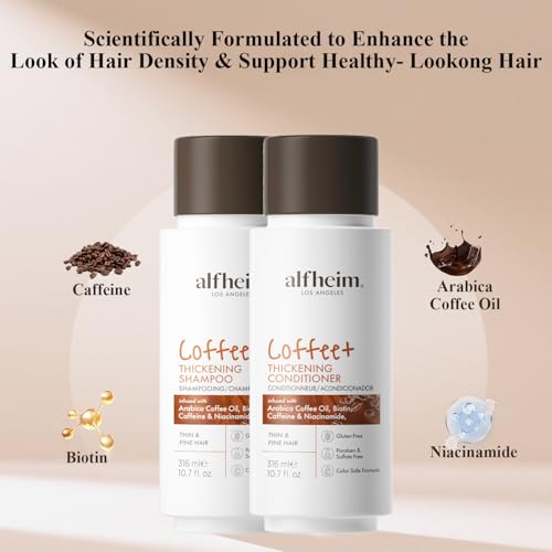 Caffeine Shampoo and Conditioner Set | Strengthens Hair & Supports Scalp Health | Biotin & Niacinamide for Thicker, Fuller Hair | Sulfate-Free for Oily Scalp & Thinning Hair | 10.7 oz Each