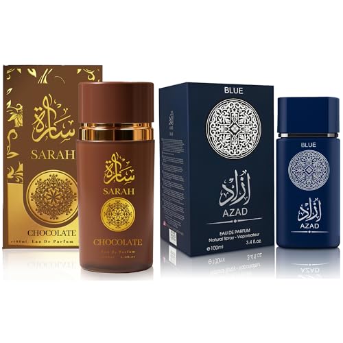 AZAD BLUE & Sarah Chocolate Musk Men's Cologne Set | 2-in-1 Oceanic & Gourmet Perfume Gift for Men | Fresh Sea Lavender & Creamy Sarah Chocolatelate Scent | Long-Lasting Eau de Parfum Fragrance
