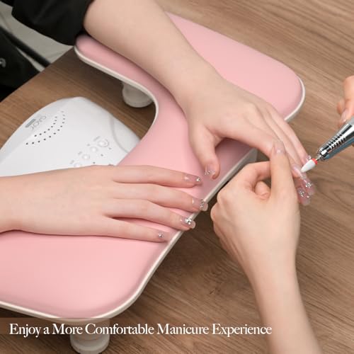 GAOY Nail Arm Rest for Nails Tech, Nail Hand Rest for Manicure at Home, Salon Nail Rest Stand for Clients, Pink