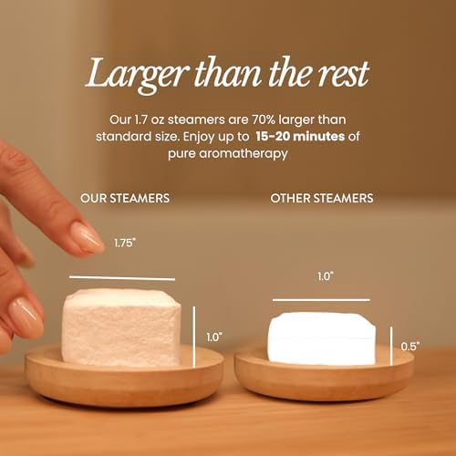 Bare Botanics Shower Steamers Aromatherapy 6 XL Cubes + Tray - Intensely Aromatic with Essential Oils & Natural Ingredients - 70% Bigger - Long-Lasting at-Home Spa Relaxation - Small-Batch Made in WI