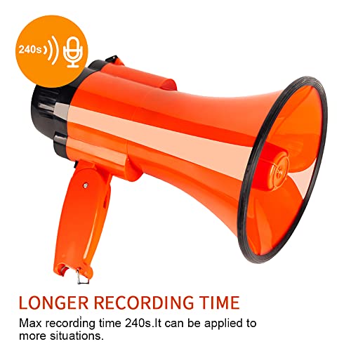 30 Watt Power Portable Megaphone Bullhorn Speaker Voice, Siren/Alarm and 240S Recording with Volume Control and Strap (Red)