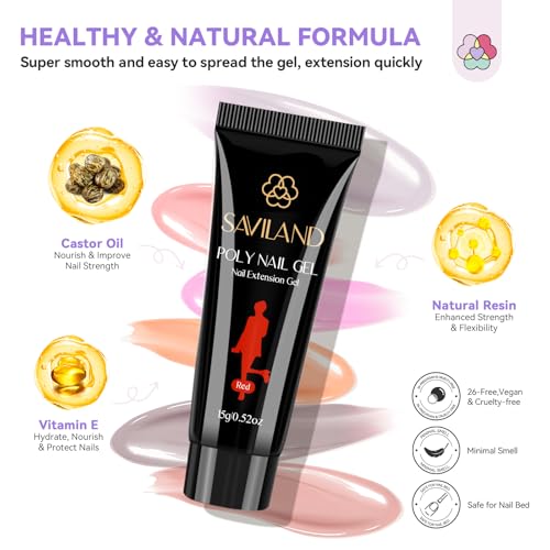 SAVILAND Poly Gel Nail Kit for Pretty Gift: 36 Colors Poly Gel Nail Starter Kit with Slip Solution and Mini U V Lamp Curing Light for Quick Extension Home DIY, Manicure Set Supplies Tools for Starter