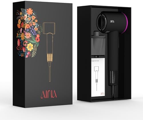 AINA Hair Dryer, Blow Dryer - Brushless Motor, 110,000 RPM Lightweight, Ionic Travel 110V/ALCI Plug(Sexy Rose)