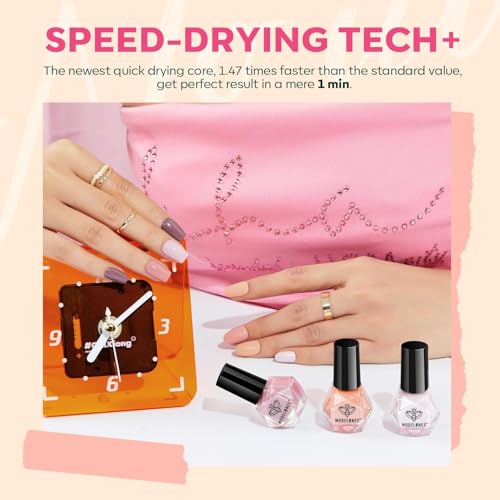 modelones Nail Polish 6 Colors Neutral Nude Set Nude Pink Spring Summer Quick Dry Mini Finger Bulk Manicure Diy Nail Art Home Salon Gift For Women Girl