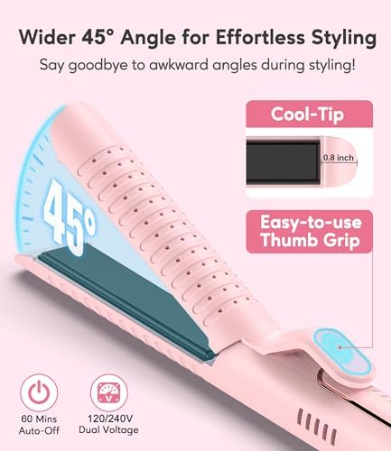 Chill Set Soft-Air Curling Iron: Gentle Soft Air for Quick Styling & Long-Lasting Curls, Lock in Style with Cooling Air Vents, 2-in-1 Hair Straightener & Curler with Upgraded Long Barrel, Pink