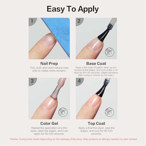 CurvLife 15ml No Wipe Top Coat Clear Glossy Gel Tips Base and 15ml Top Coat Set Soak off UV LED Drying Long Lasting Shiny nail gel polish