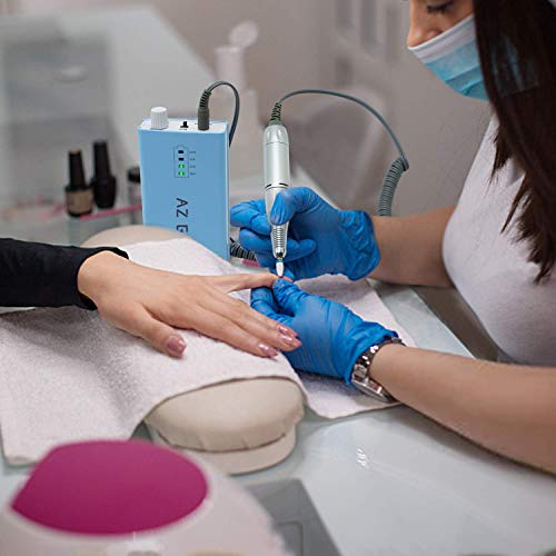 30000RPM Portable Nail Drill Machine, AZ GOGO Professional Rechargeable Electric Efile Nail Drill for Acrylic Gel Nails, Manicure/Pedicure, Polishing, Cuticle - Salon or Home Use（Blue）