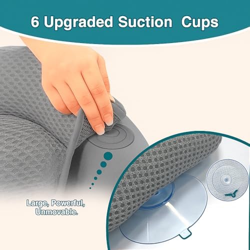 Bath Pillow for Tub – Bath Pillow Luxury Spa Bathtub Pillow with 6 Suction Cups, Soft Neck and Head Support, Washable Full Body Tub Cushion for Women & Men, Relaxing Bath Accessories Spa Gifts