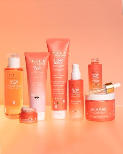 Pacifica Glow Baby Brightening Facial Cleanser 5oz – Vitamin C & Glycolic Acid (AHA) Face Wash for Radiance – Daily Cleanser for Anti-Aging Exfoliating for Smooth, Even Glowing Skin Vegan Clean Beauty