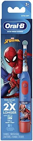 Oral-B Kid's Battery Toothbrush Featuring Marvel's Spiderman, Soft Bristles, Replaceable Brush Head, for Kids 3+