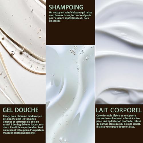 BODY & EARTH Men Gift Sets - 3PC Mens Gift Baskets Includes Sandalwood Shower Gel, Body Lotion, Shampoo, Mens Gift Basket as Birthday and Christmas Gifts for Men, Boyfriends and husbands