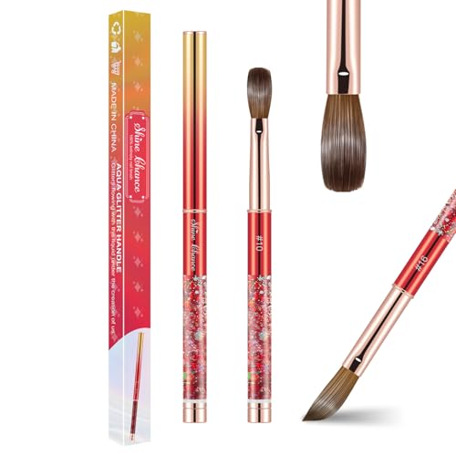 Acrylic Nail Brush Size 10, 100% Real Kolinsky Nail Brush for Acrylic Powder Application, Handmade Women Manicure Nail Extension Tool for Professional DIY Home Salon and Beginner