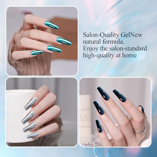 ADHERE 12ML Cat Eye Gel Nail Polish Set,4 Colors Holographic Glitter Cat Eye Gel Polish with Magnet UV LED Magnetic Gel Nail Polish Home DIY Manicure Nail Salon Kit