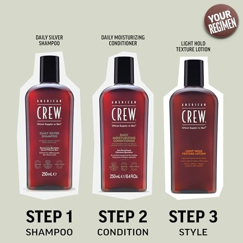 American Crew Men's Shampoo, Daily Silver, Removes Brassy Tones, Naturally Derived, Vegan Formula, 8.4 Fl Oz