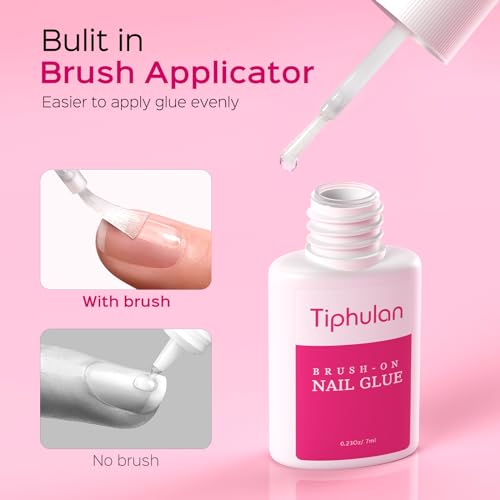 42ml Brush On Nail Glue for Press On, Acrylic Nails - Super Strong, Durable & Long-Lasting, Mess Free, Travel Friendly, 1.38 oz(6PCS)