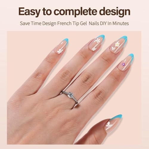 300Pcs French Gel Nail Tips Almond, Vansiho Medium Nail Tips, Pre-French Tips Press on Nails, Acrylic Fake Nails for Nail Art DIY 15 Sizes