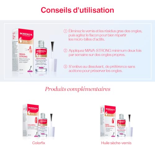 MAVALA Mava-Strong Fortifying Base Coat | Healthy Nails | Strengthens and Protects Damaged Nails | Reduces Micro-Flaking and Dehydration | Colorless, Shiny 0.3 Ounce