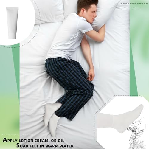 4 Pairs Cotton Soft Eczema Socks White Hydrating Moisturizing Therapy Cotton Socks Eczema Relief for Adult Wet Wrap Non Itch Soft Feet Treatment