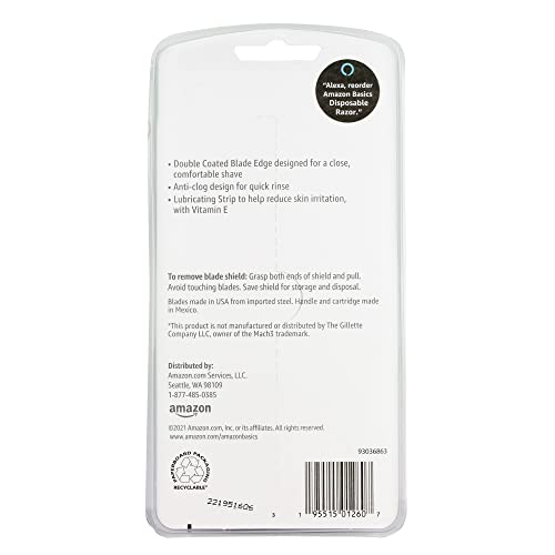 Amazon Basics 3-Blade Disposable Razors for Men, 6 Count, 2 Packs of 3 (Previously Solimo)