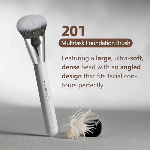 Face Makeup Brush Set 6PCS, Angled Cream Foundation Liquid Blush Brush Concealer Brush Under Eye, Nose Contour Eyeliner & Brow Brush