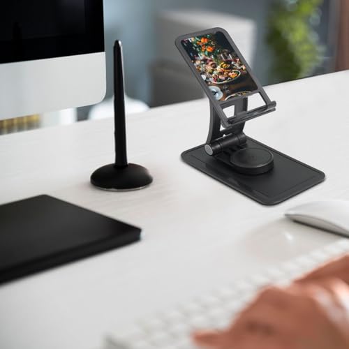 Hearty Meal Cell Phone Stand 360° Adjustable Desktop Phone Holder Cradle Compatible With Most Mobile Phones Black
