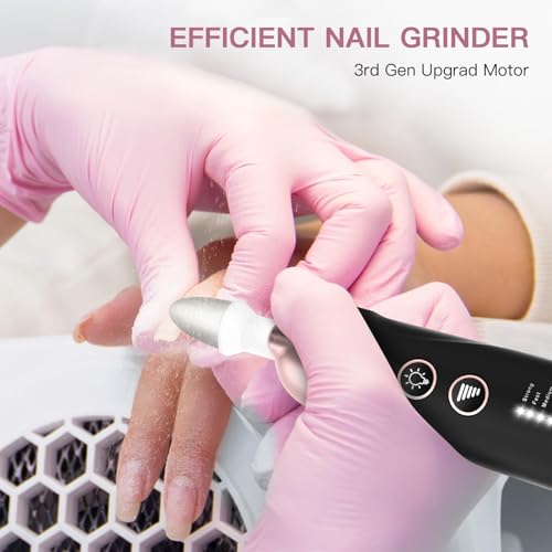 AOMEES Electric Nail File Kit, Rechargeable Professional Manicure Pedicure Kit, 5 Speeds Hand Foot Care Tool for Nail Grind Trim Polish - with 100Pcs Fine Grit Nail File Sanding Tape