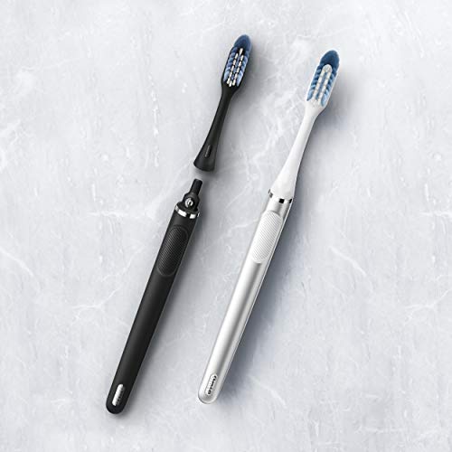 Oral-B Clic Manual Toothbrush, Matte Black, with 3 Replaceable Brush Heads and Magnetic Holder