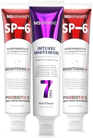 SP-6 Whitening Toothpaste 2-Pack & 7-Pro Whitening Toothpaste, 6 Probiotics, Enamel Safe, Fluoride-Free and Gum Health
