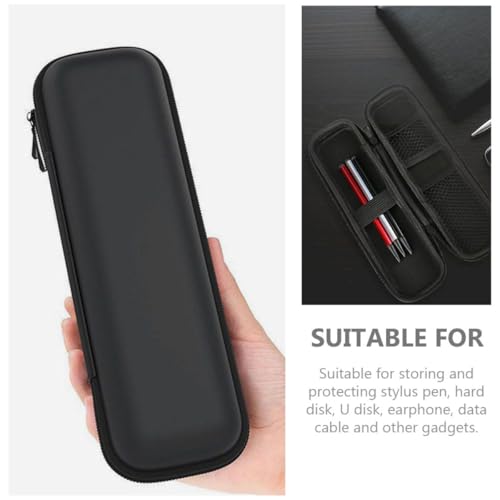 Warmhm EVA Hard Shell Stylus Pen Case Portable Protective Storage for Pencil Charging Cables Headphones Easy Access Zipper Closure Scratch-resistant Organizer for Electronic Accessories Black