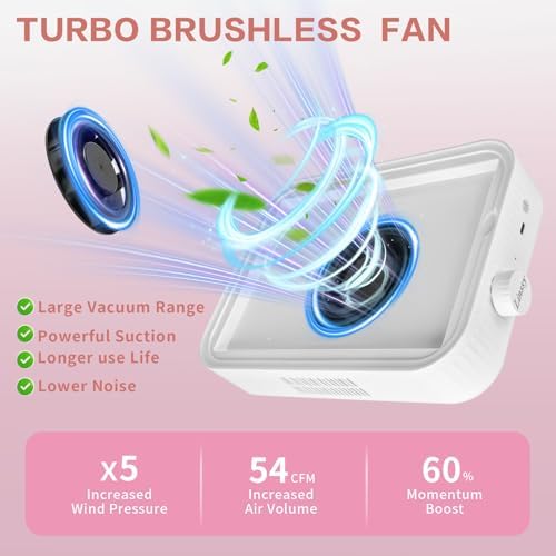 Nail Dust Collector, Rechargeable & Cordless Dust Collector for Nail Tech with Reusable HEPA Filter, Extractor Dust Suction Machine for Acrylic Nails Polishing at Nail Salon & Home Use