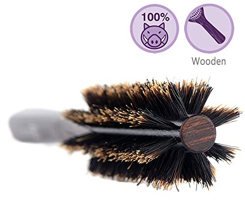 PERFEHAIR Small Round Hair Brush for Thin or Short Hair, Mini Round Boar Bristle Beard Brush for Men & Women