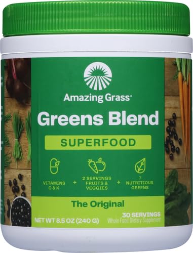 Bundle of Amazing Grass Greens Superfood Powder: Greens Powder with Digestive Enzymes & Probiotics, Organic Spirulina, Chlorella, and Beet Root Powder, Original, 30 Servings (60 Total Servings)