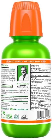 TheraBreath Kids Mouthwash with Fluoride, Organic Strawberry Splash, Anticavity, 10 fl oz & TheraBreath Kids Mouthwash with Fluoride, Organic Wacky Watermelon, Anticavity, 10 fl oz