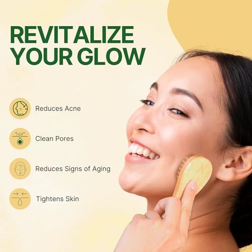 Asani Dry Brushing Body Brush Set for Lymphatic Drainage & Cellulite - 3-Pcs Detachable Back, Contour Body & Face Brushes Organic Gift for Dry Skin, Exfoliation, Invigorating Showers