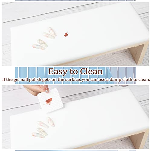 Arm Rest for Nail Techs, Professional Microfiber Leather Nail Arm Rest Cushion with Soft High-Density Sponge Solid Wood Table Non-Slip Manicure Hand Rest Stand for Nail Supplies (White)