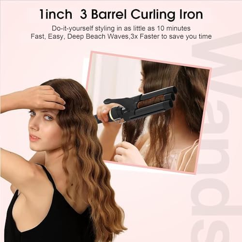 5 in 1 Wand Curling Iron, janelove Hair Curling Wand Set with 3 Barrel Hair Crimper and 4 Interchangeable Ceramic Curling Irons (0.39 "-1.25"), 2 Temps Fast Heat Hair Waver Curler for All Hair Type