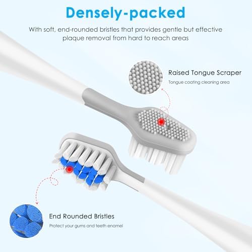 3-Count Toothbrush Replacement Heads Compatible with Watepik Complete Care 5.0/9.0 (CC-01/WP-861) with Tongue Scraper, STRB-3WW