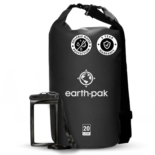 Earth Pak Waterproof Dry Bag - Roll Top Waterproof Backpack Sack Keeps Gear Dry for Kayak with Waterproof Phone Case