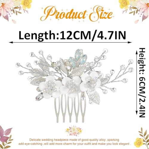 Catery Flower Bridal Hair Comb Silver Wedding Hair Clip Rhinestone Accessories for Women