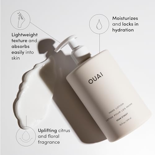 OUAI Hand Lotion - Daily, Lightweight, Hydrating Lotion for Dry Skin - Made with Avocado, Rosehip and Jojoba Oil to Lock in Moisture - Never Greasy (16 Fl Oz)
