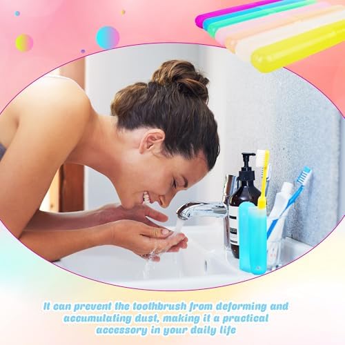 49 Pieces Travel Toothbrush Holder Portable Toothbrush Case Cover Protector Plastic Dust-proof Toothbrush Cases for Travel Bathroom Indoor Outdoor Travel Trip Camping School
