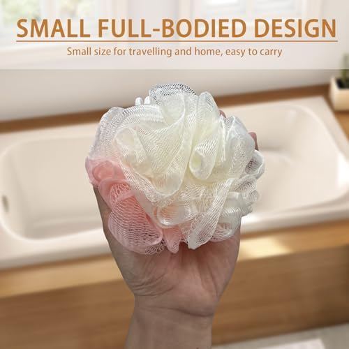 20 Pack Travel Loofah Individually Wrapped, Small Loofah Shower Puff, 30g Mini Bath Sponge Pouf Ball Body Sponges for Shower, Multicolor